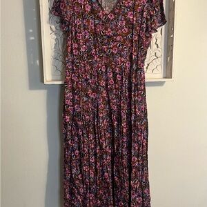 J. Crew Brown & Floral Dress with Pockets